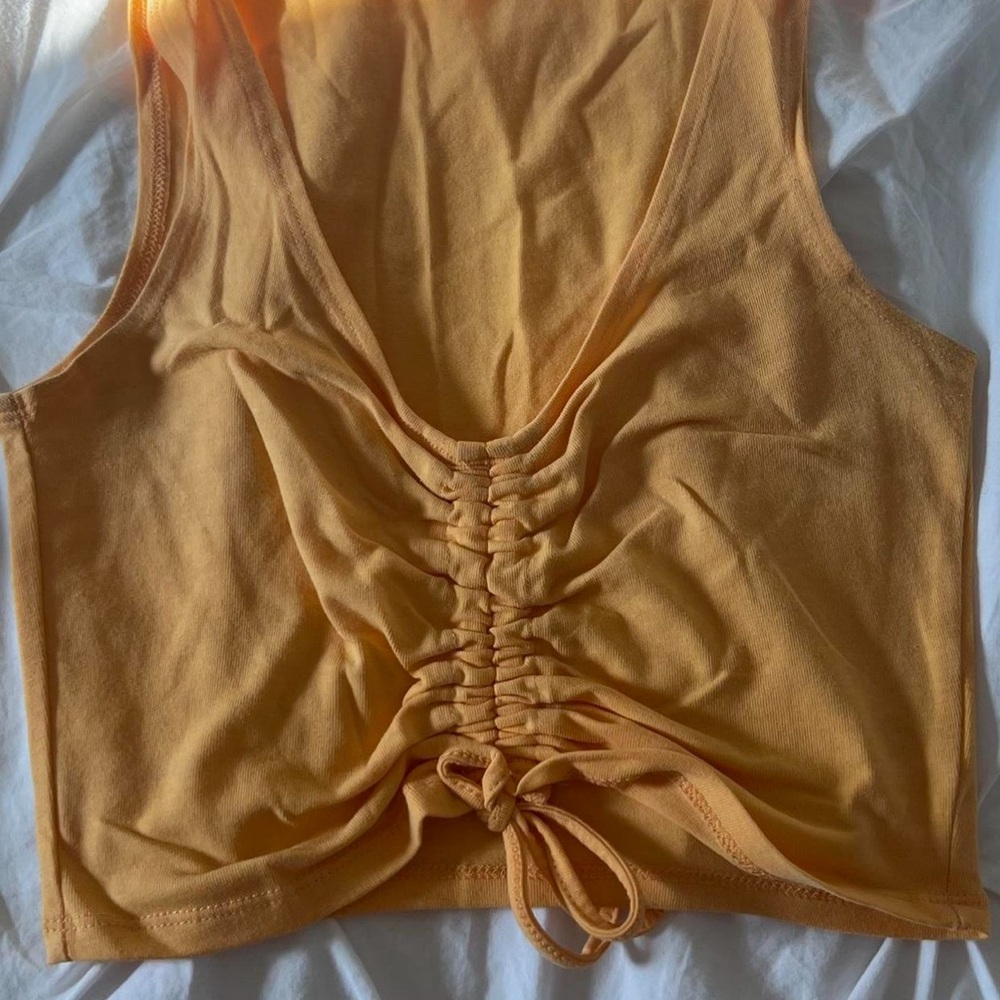 Women's Orange Ruched Tank Top